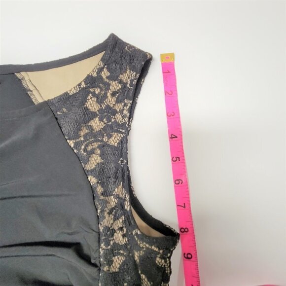 BLACK Sleeveless Dress With Gold Trim And Black Lace Accent Size L - Picture 11 of 12